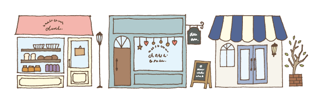 3軒並んだshopのイラスト