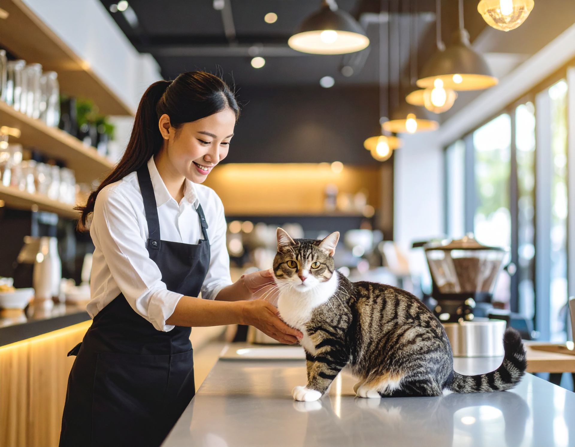 猫カフェのスタッフ女性